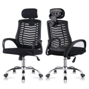Secretarial mesh office chair with headrest