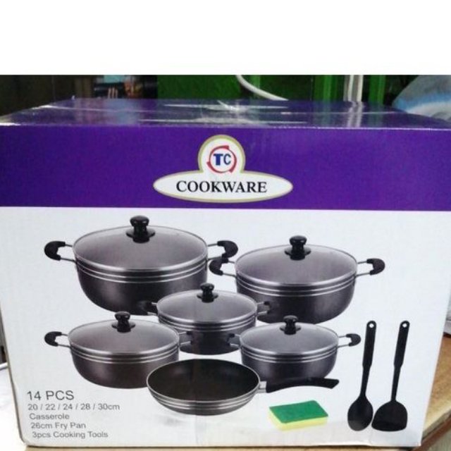 TC 14Pcs Heavy Non-Stick Cooking Pot Sufuria Set